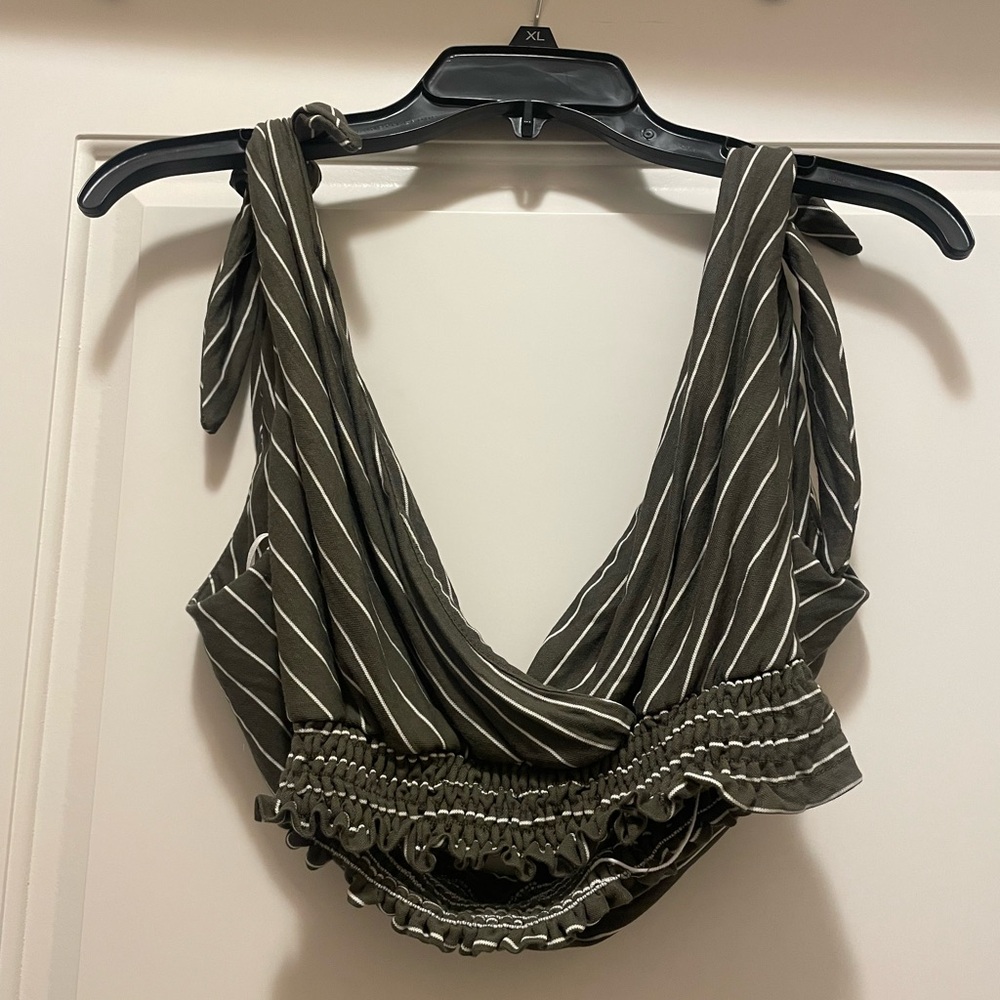 Vintage Havana Black and White Striped Crop Top